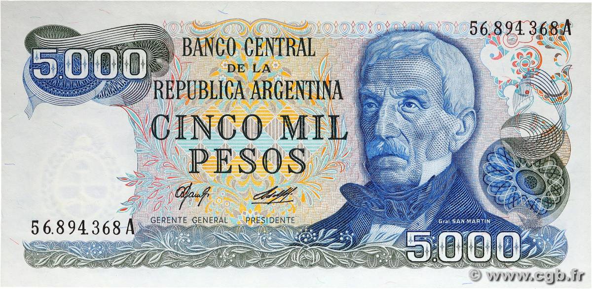 5000 Pesos ARGENTINE  1977 P.305a pr.NEUF