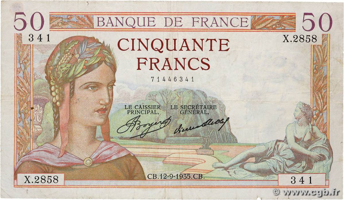 50 Francs CÉRÈS FRANCE  1935 F.17.16 B+