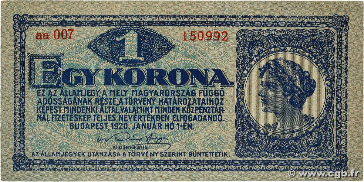 1 Korona HUNGRíA  1920 P.057 SC