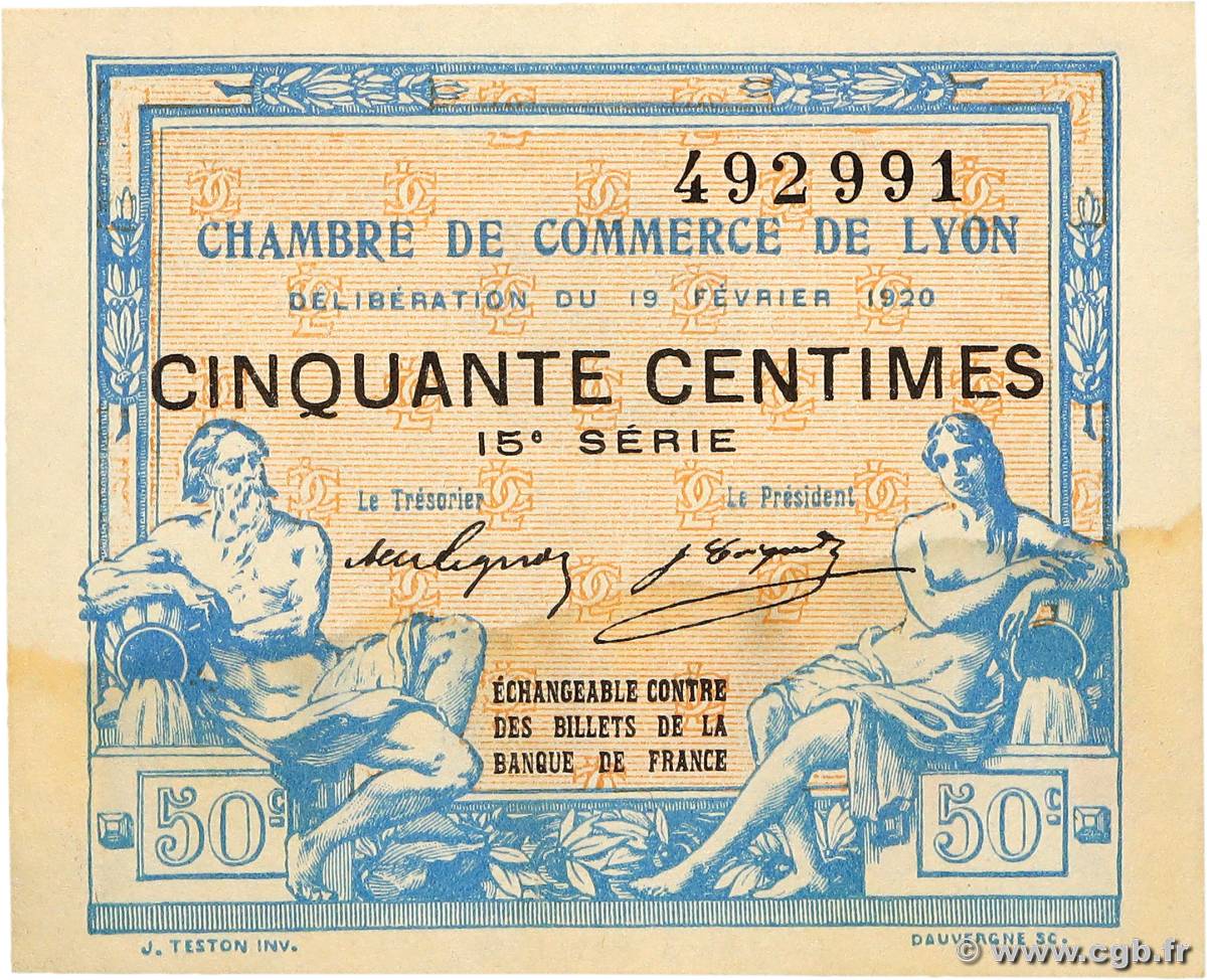 50 Centimes FRANCE régionalisme et divers Lyon 1920 JP.077.20 SPL