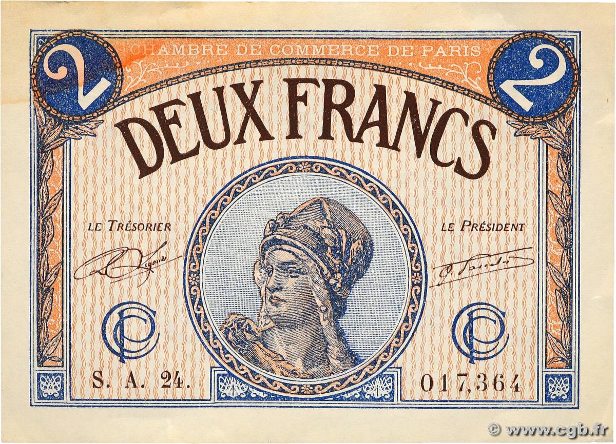 2 Francs FRANCE régionalisme et divers Paris 1920 JP.097.28 SUP+