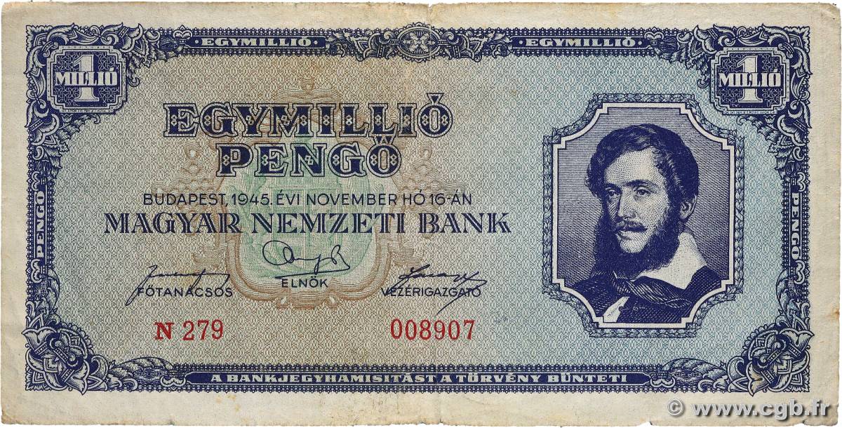 1000000 Pengo UNGHERIA  1945 P.122 MB