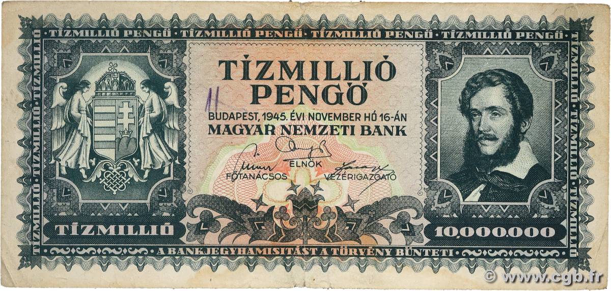 10000000 Pengo HUNGRíA  1945 P.123 BC