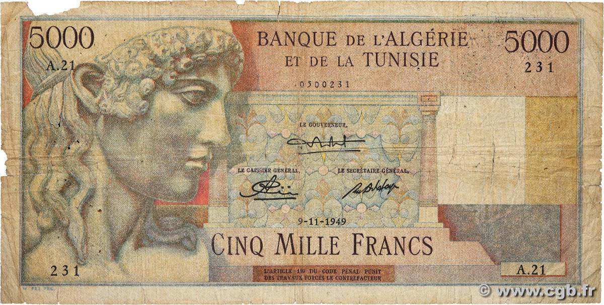 5000 Francs TUNESIEN  1949 P.27 SGE