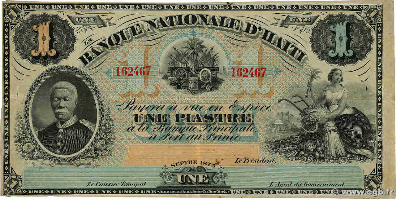 1 Piastre HAÏTI  1875 P.070 SS