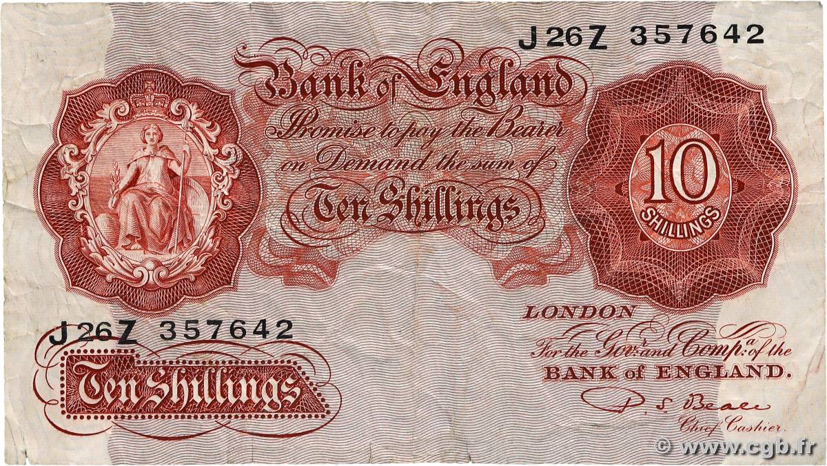 10 Shillings ANGLETERRE  1950 P.368b TB