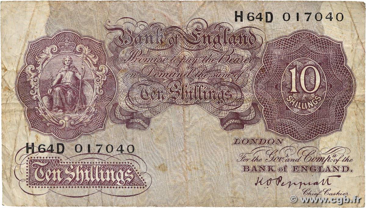 10 Shillings ENGLAND  1940 P.366 G