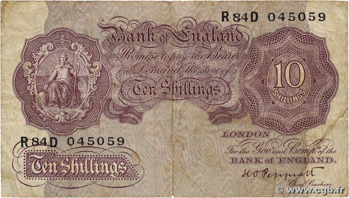 10 Shillings ENGLAND  1940 P.366 G