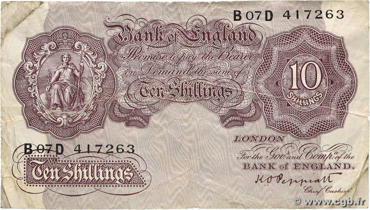 10 Shillings ENGLAND  1940 P.366 G