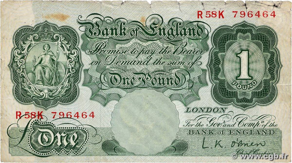 1 Pound INGLATERRA  1955 P.369c RC