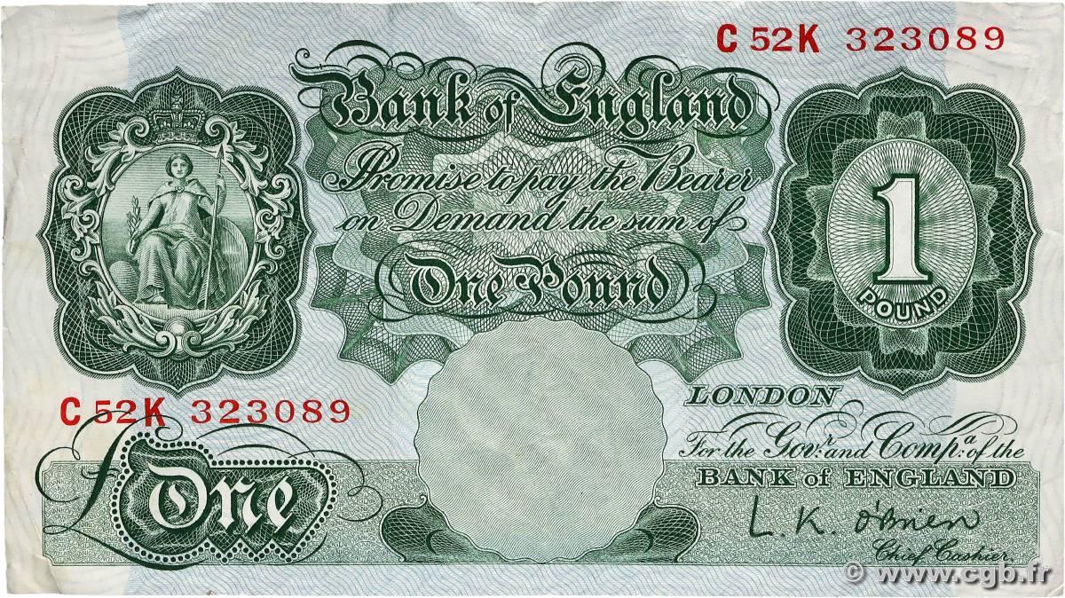 1 Pound ENGLAND  1955 P.369c F+