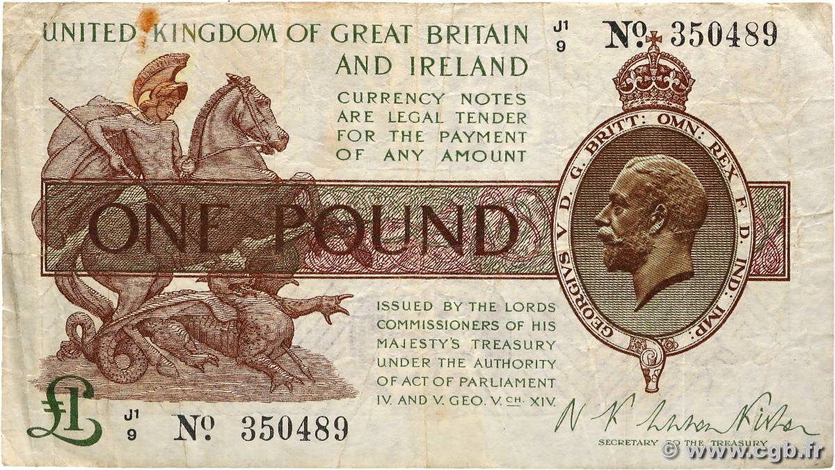 1 Pound ANGLETERRE  1919 P.359a pr.TB