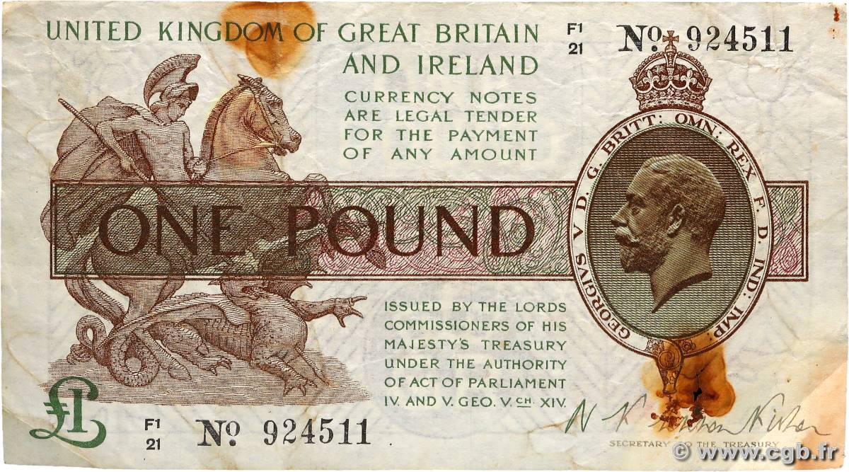 1 Pound INGLATERRA  1919 P.359a BC+