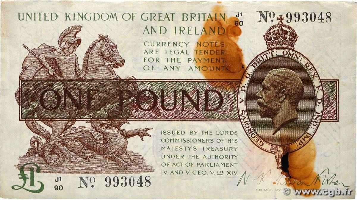 1 Pound ANGLETERRE  1919 P.359a pr.TTB