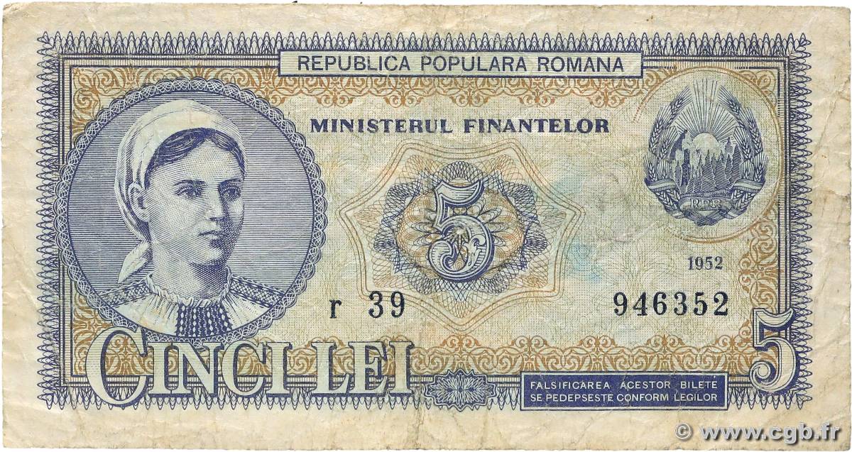 5 Lei ROMANIA  1952 P.083b G