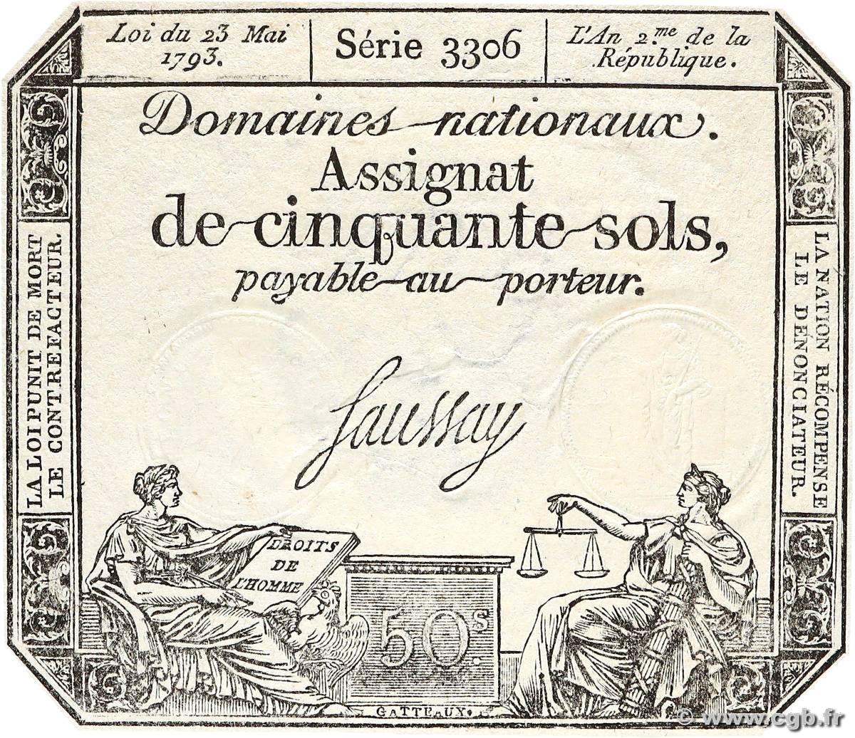 50 Sols FRANCIA  1793 Ass.42c FDC