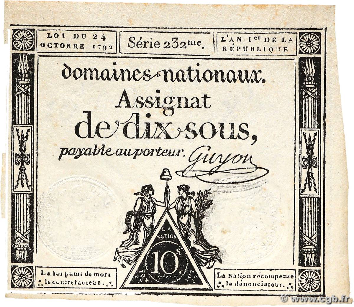 10 Sous FRANCIA  1792 Ass.34a AU