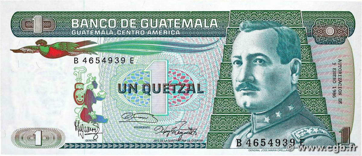 1 Quetzal GUATEMALA  1986 P.066 NEUF