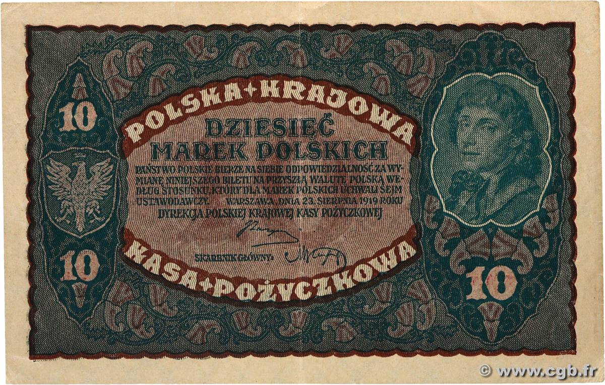 10 Marek POLONIA  1919 P.025 SPL