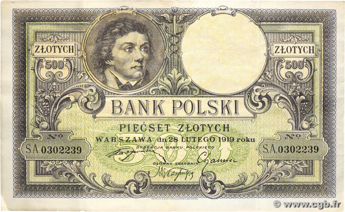 500 Zlotych POLAND  1924 P.058 VF+