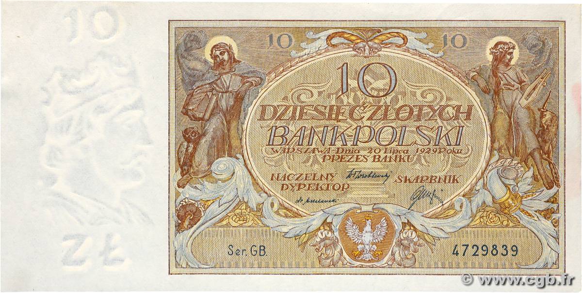 10 Zlotych POLOGNE  1929 P.069 SPL