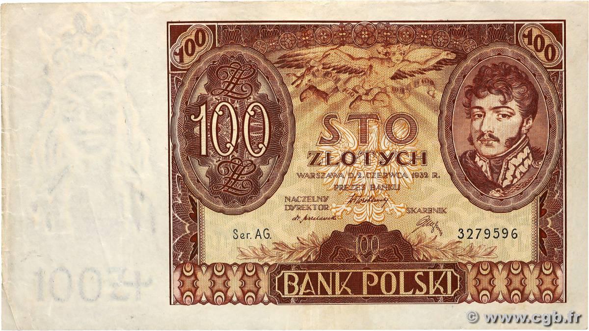 100 Zlotych POLAND  1932 P.074a VF+