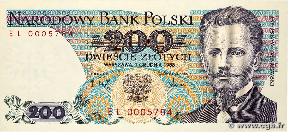 200 Zlotych POLAND  1988 P.144c UNC