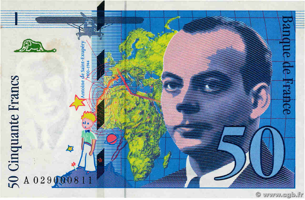 50 Francs SAINT-EXUPÉRY modifié Petit numéro FRANCIA  1996 F.73.02 AU