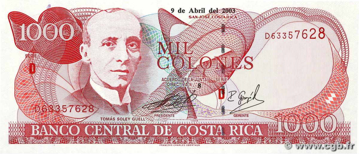1000 Colones COSTA RICA  2003 P.264d NEUF