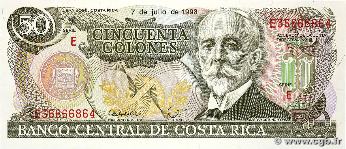 50 Colones COSTA RICA  1993 P.257a UNC