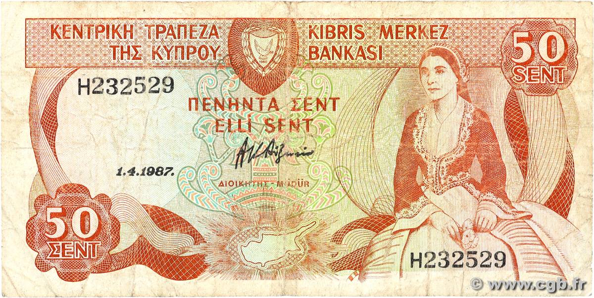 50 Cents CHYPRE  1987 P.52 TB