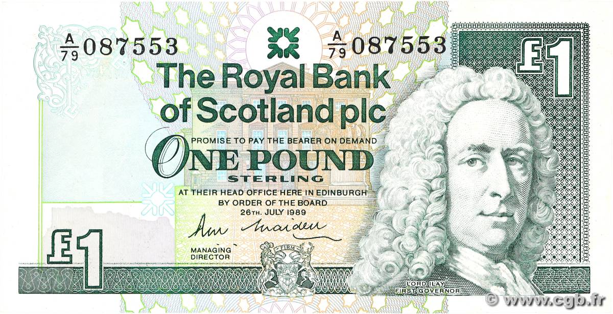 1 Pound ÉCOSSE  1989 P.351a SUP+