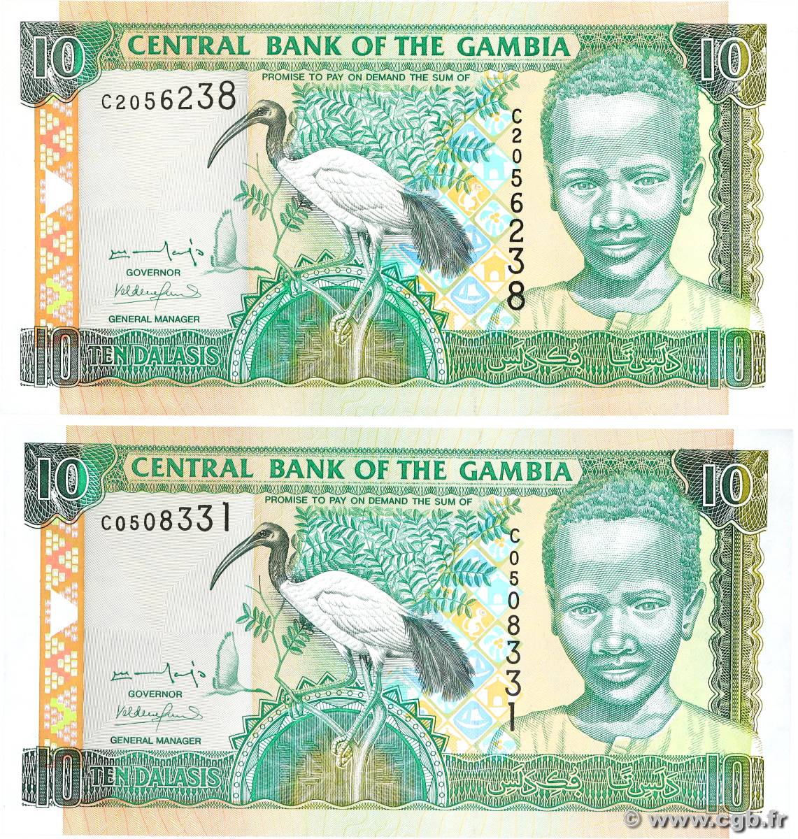 10 Dalasis Lot GAMBIE  2001 P.21a NEUF
