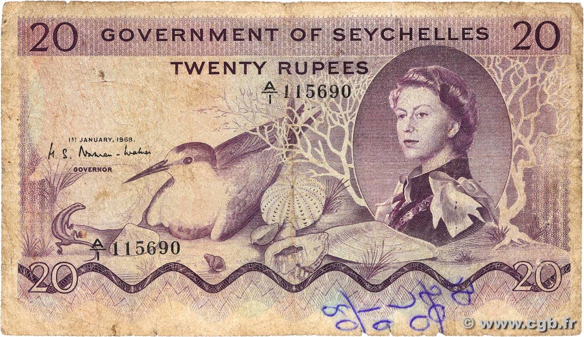 20 Rupees SEYCHELLES  1971 P.16a P