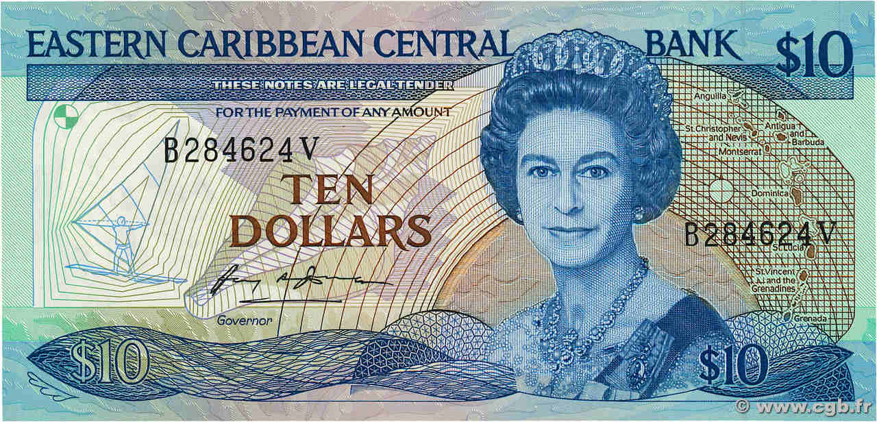 10 Dollars EAST CARIBBEAN STATES  1985 P.23v1 UNC