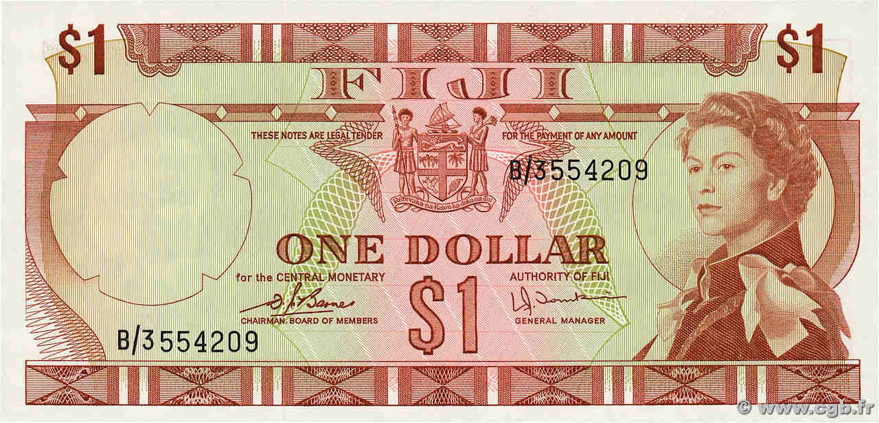 1 Dollar FIJI  1974 P.071b UNC