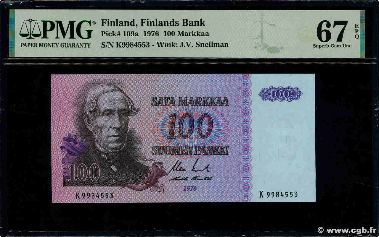 100 Markkaa FINLANDE  1976 P.109a NEUF