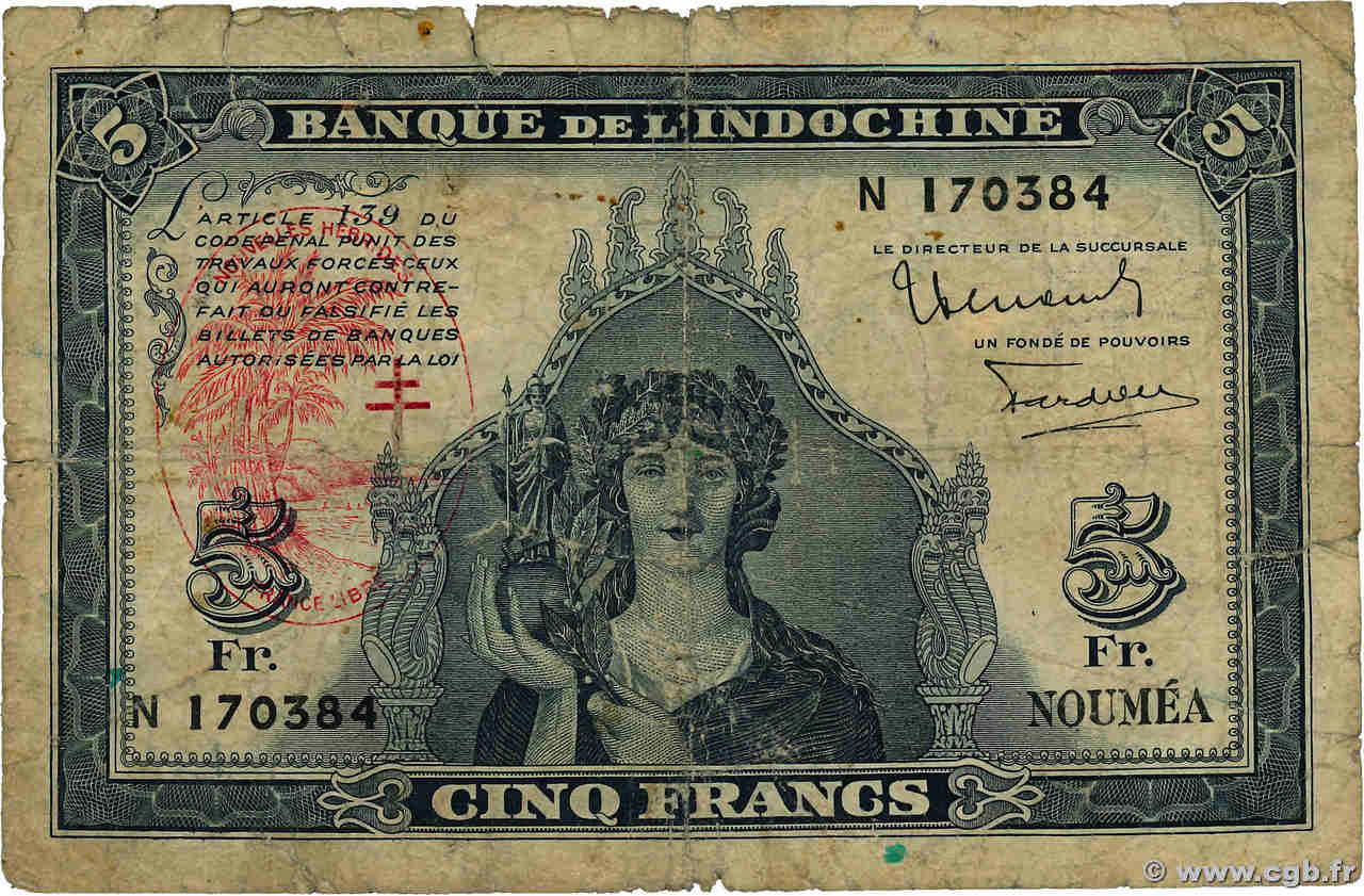 5 Francs NEW HEBRIDES  1945 P.05 G