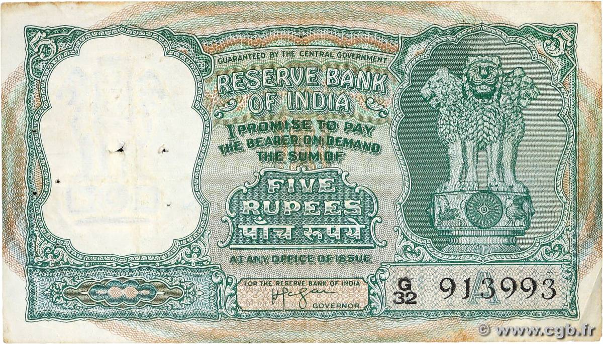 5 Rupees INDIEN
  1957 P.035b S