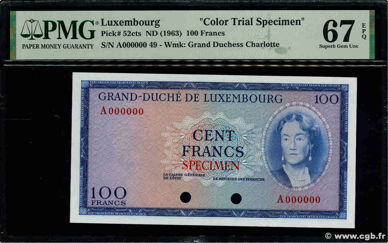 100 Francs LUSSEMBURGO  1963 P.52sct FDC