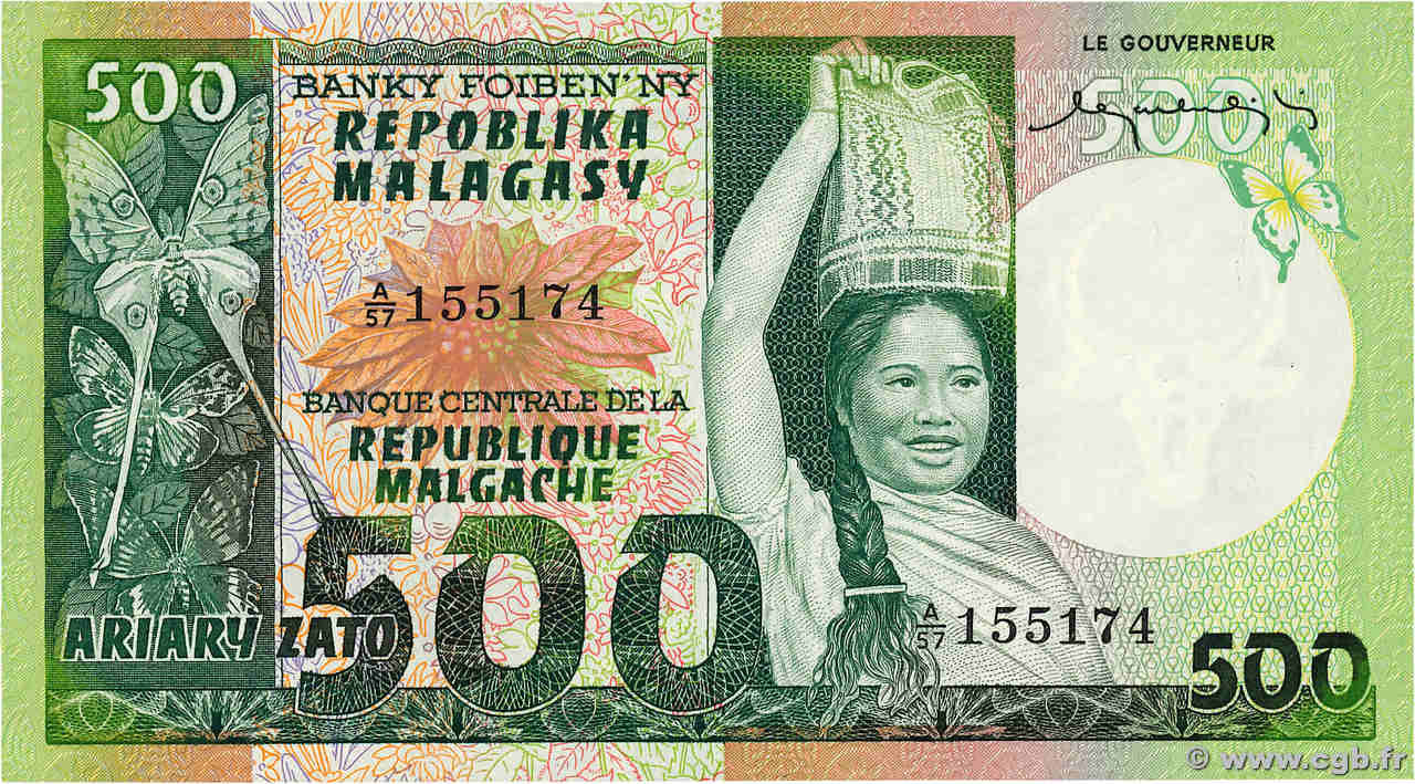 500 Francs - 100 Ariary MADAGASCAR  1974 P.064a NEUF
