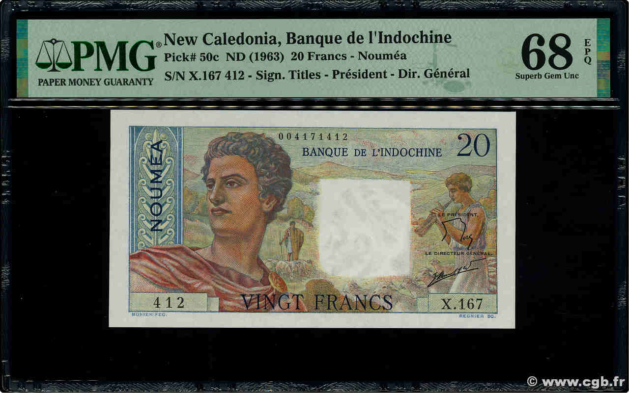 20 Francs NOUVELLE CALÉDONIE  1963 P.50c FDC