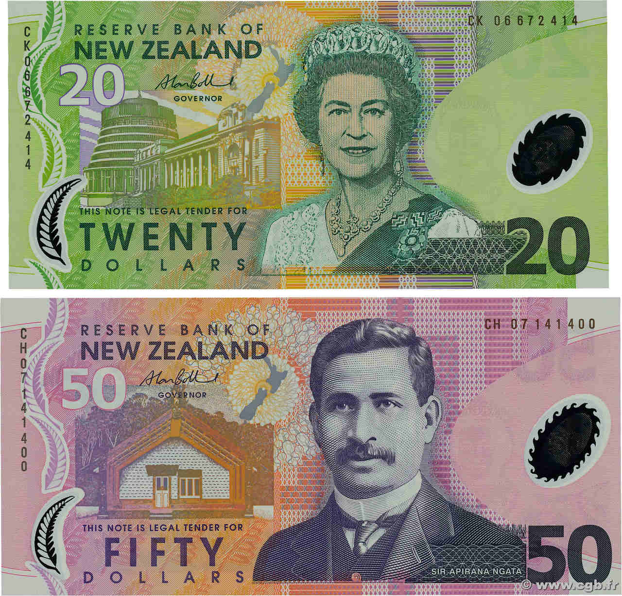 20 et 50 Dollars Lot NUEVA ZELANDA
  2006 P.187b et 188b FDC