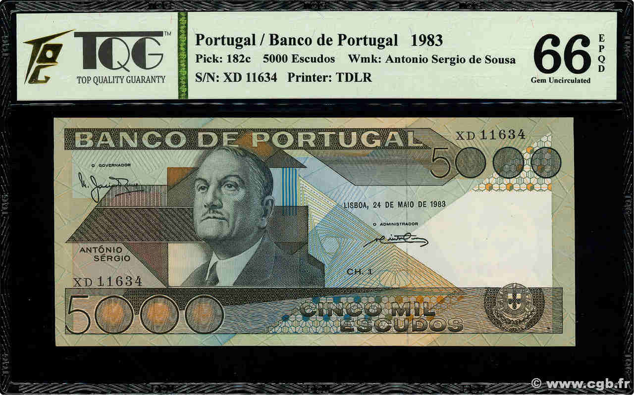 5000 Escudos PORTUGAL  1983 P.182c NEUF