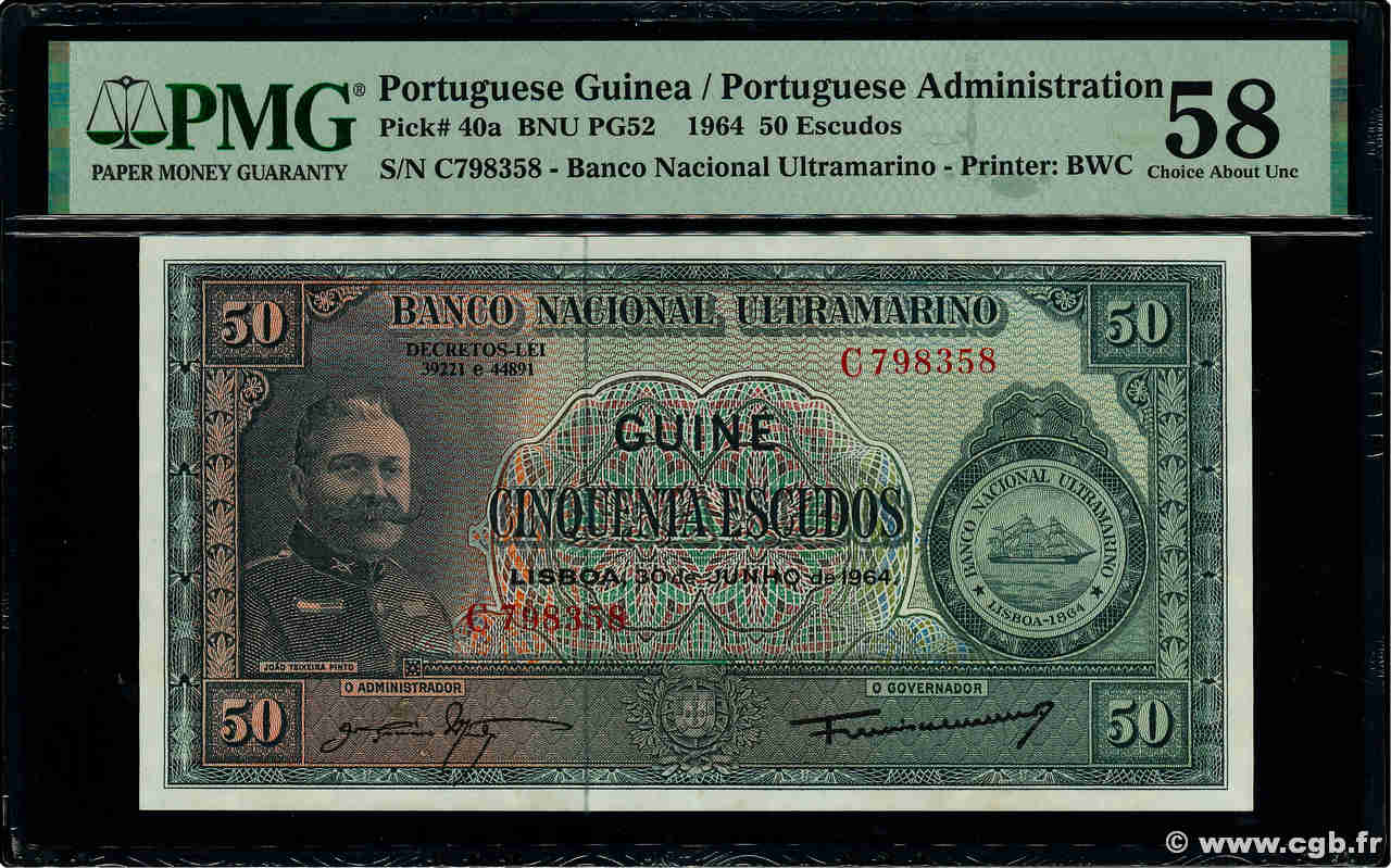 50 Escudos GUINÉE PORTUGAISE  1964 P.040a SPL