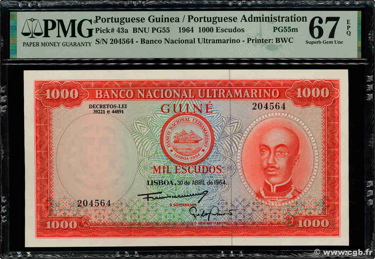 1000 Escudos PORTUGUESE GUINEA  1964 P.043a FDC