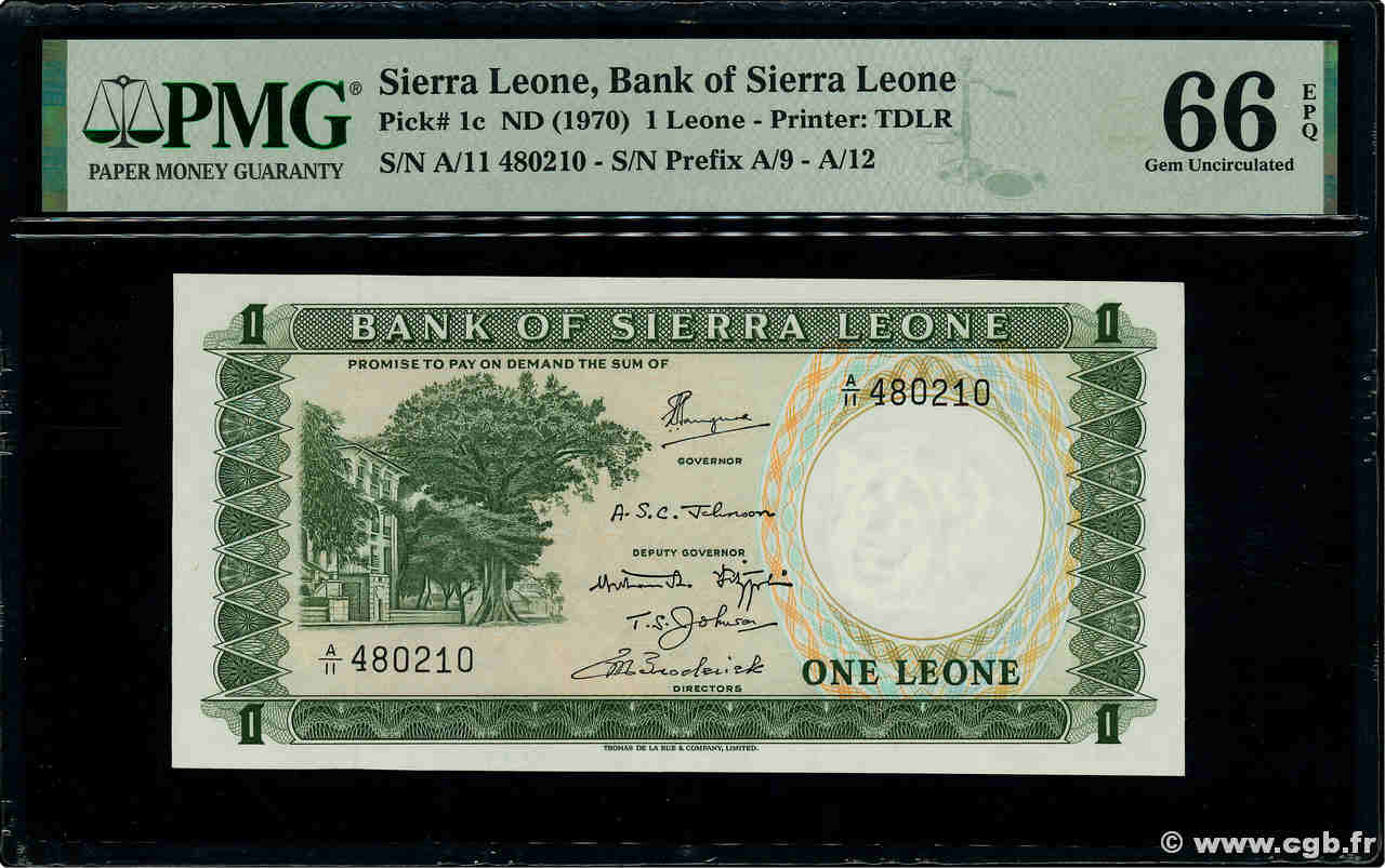 1 Leone SIERRA LEONE  1970 P.01c UNC