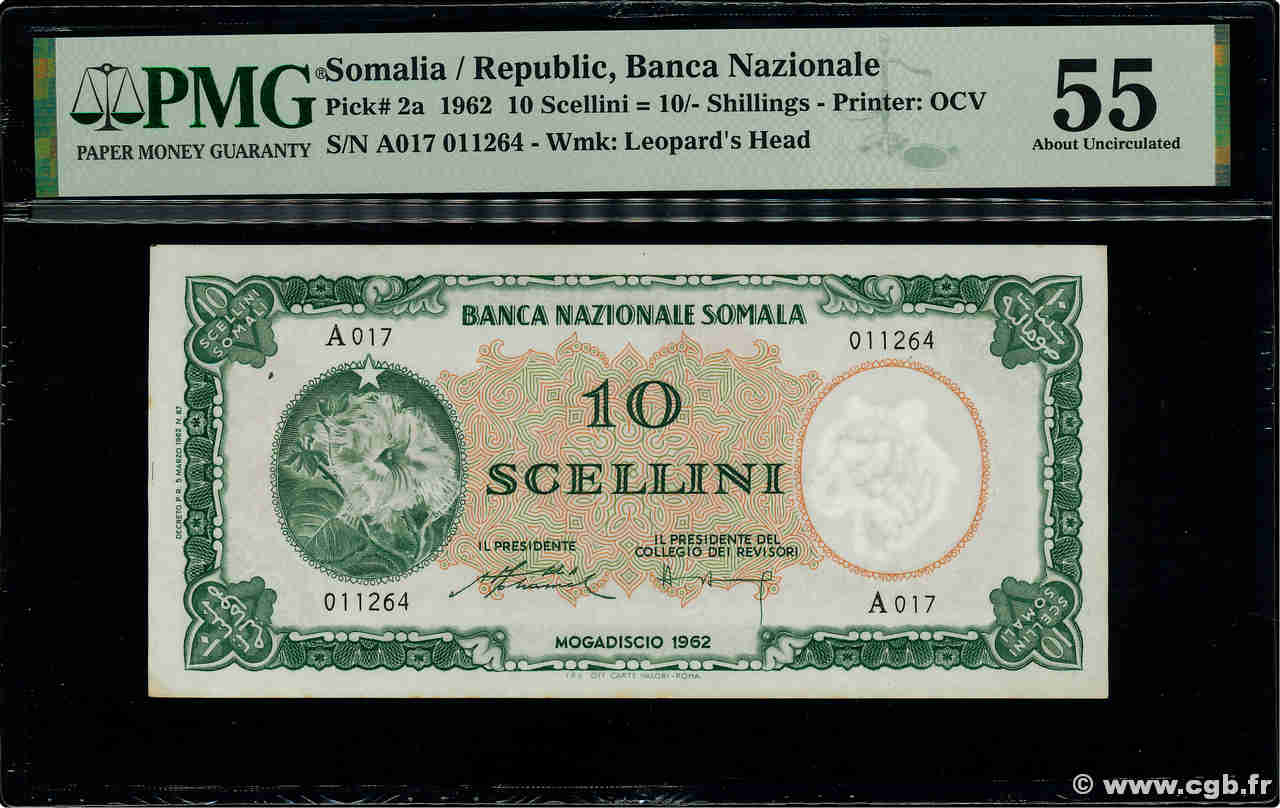 10 Scellini SOMALIA  1962 P.02a fST