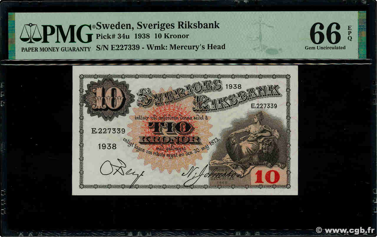10 Kronor SUÈDE  1938 P.34u FDC