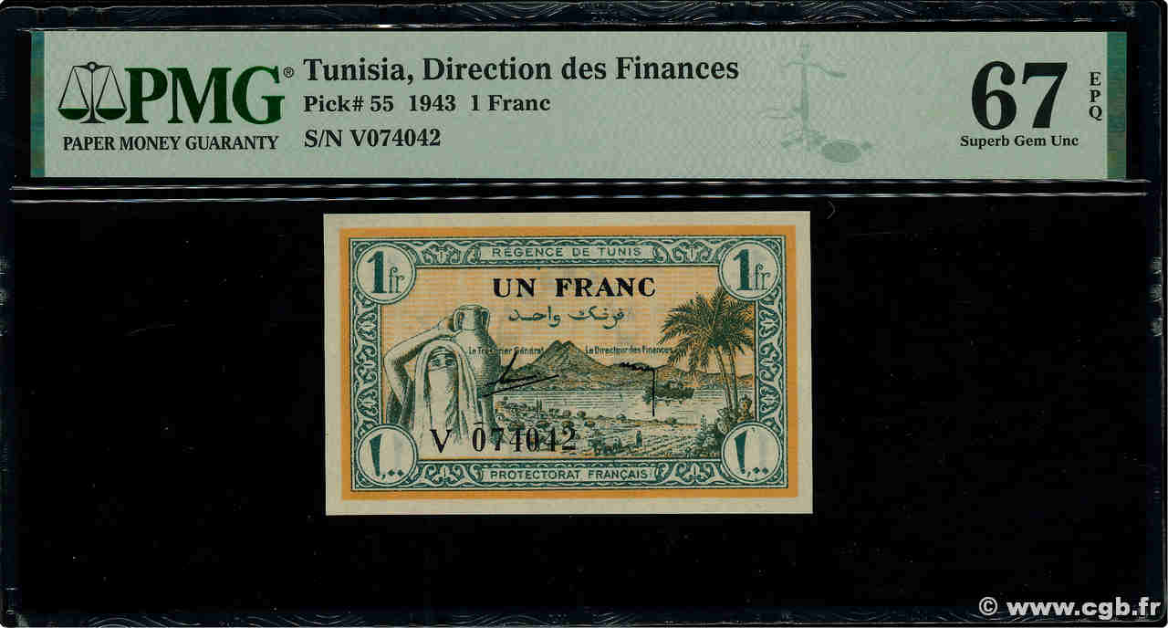 1 Franc TUNISIA  1943 P.55 UNC
